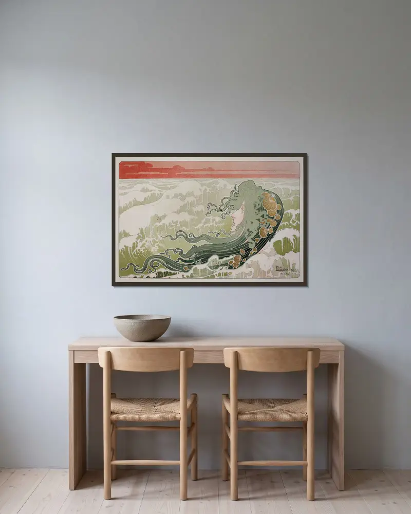 Die Welle von Henri Privat-Livemont gerahmt an einer Wand