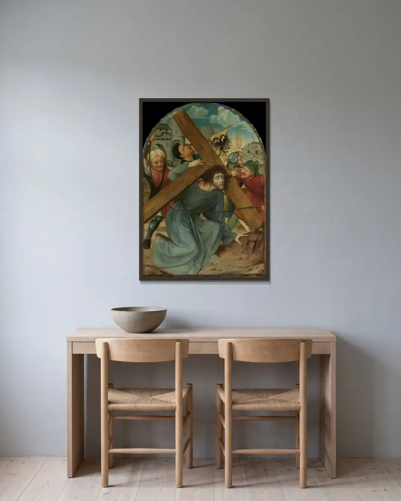 Christ Carrying the Cross av Quentin Massys inramad på en vägg