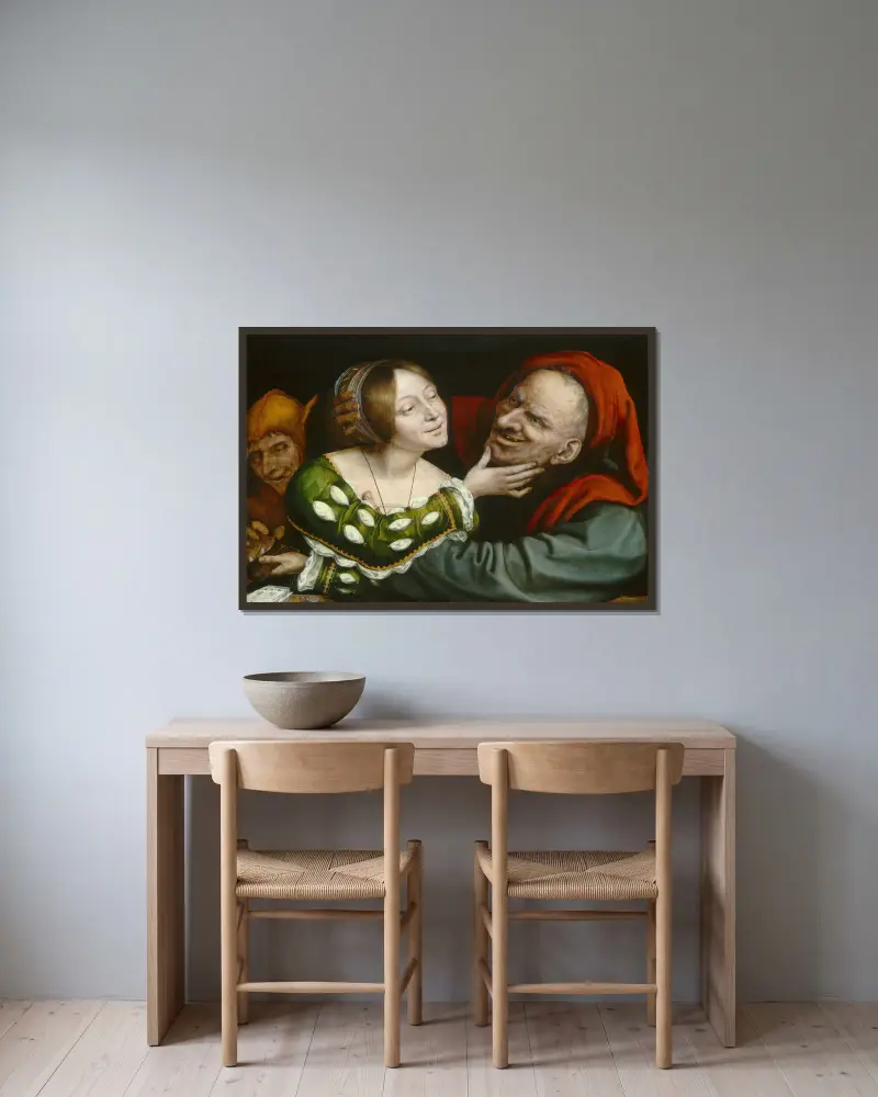 Špatně spárovaní milenci, Quentin Massys v rámu na stěně