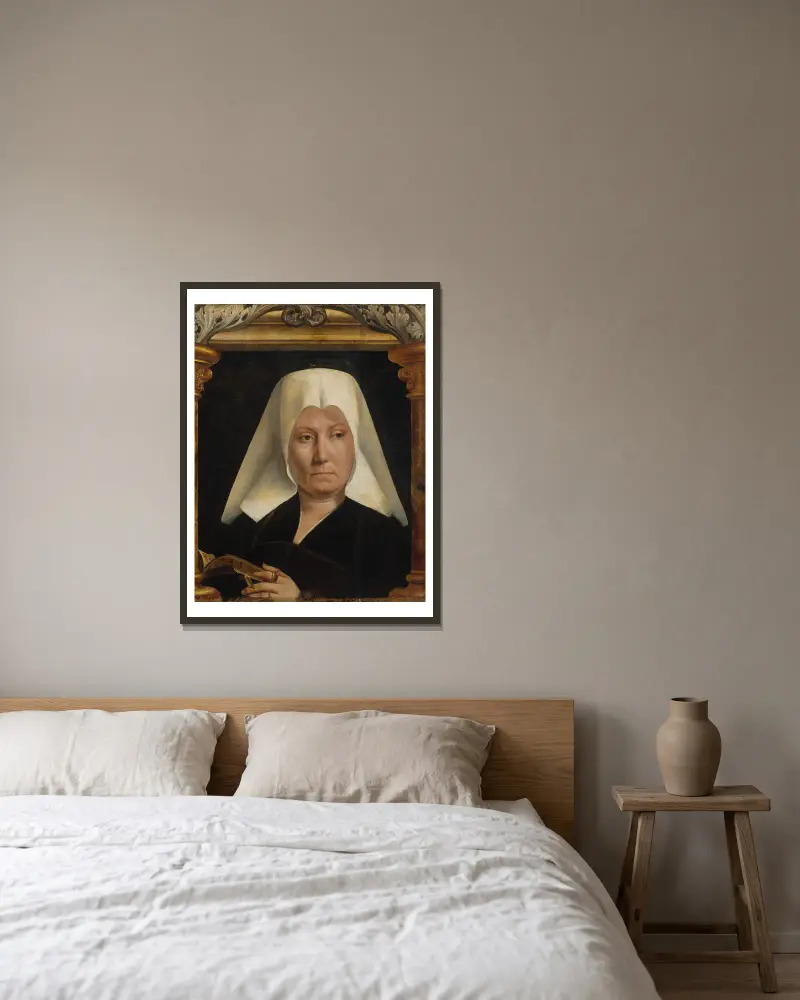 Portrait of a Woman av Quentin Massys inramad på en vägg