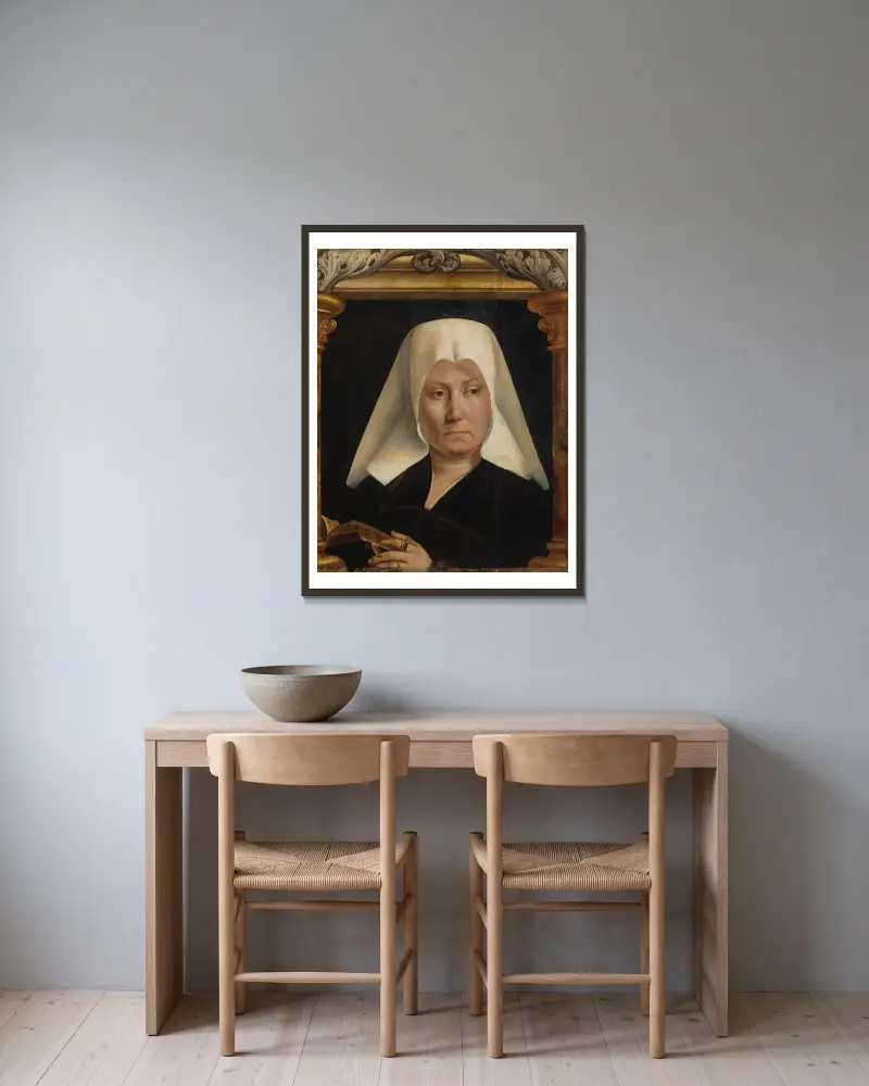 Portrait of a Woman av Quentin Massys inramad på en vägg