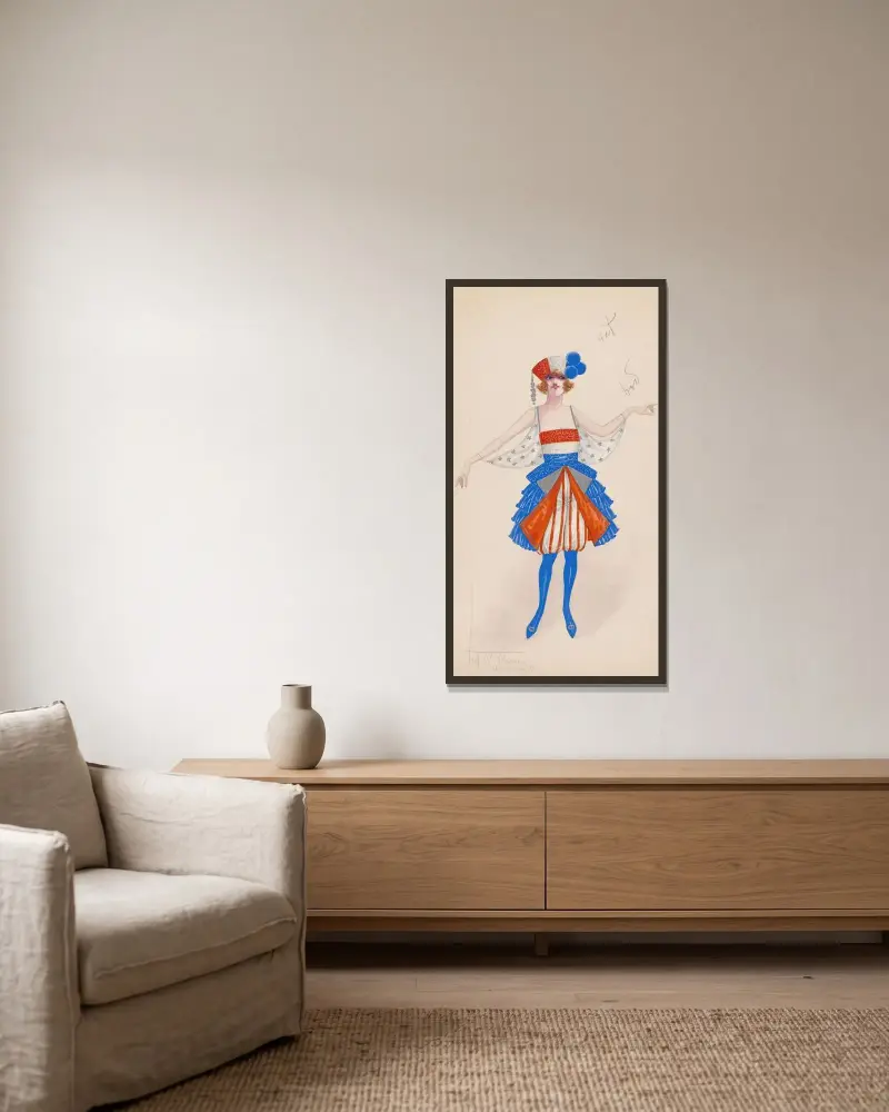 Kostüm für Mädchen in Rot, Weiß und Blau, 1922 – Nr. 4 von Will R. Barnes gerahmt an einer Wand