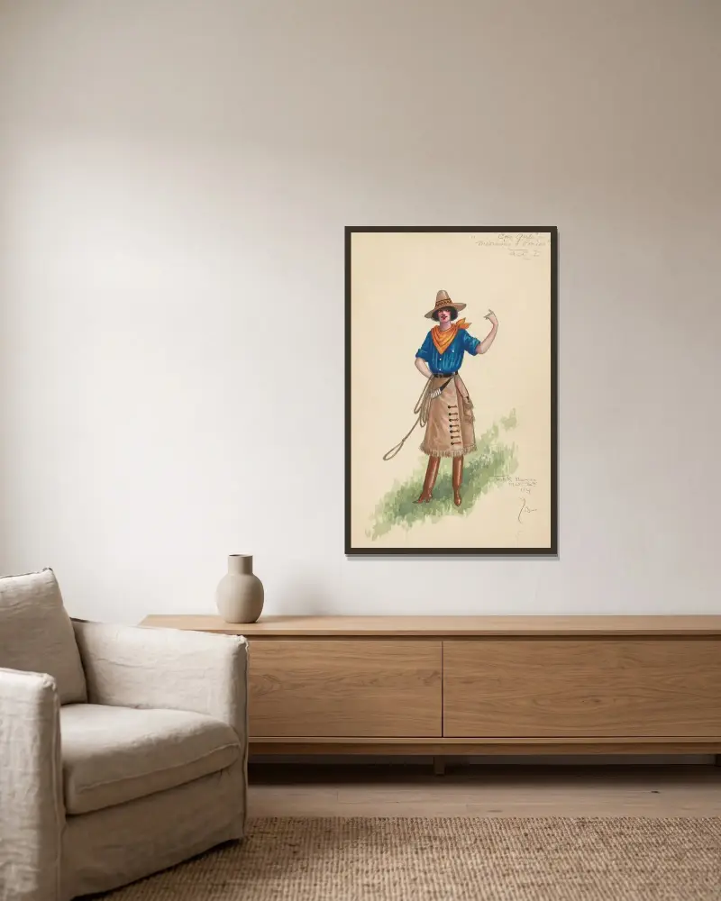 Cow Girls-Act I av Will R. Barnes inramad på en vägg