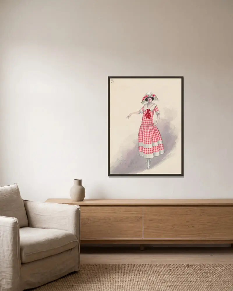 Gingham girl, Will R. Barnes w ramie na ścianie
