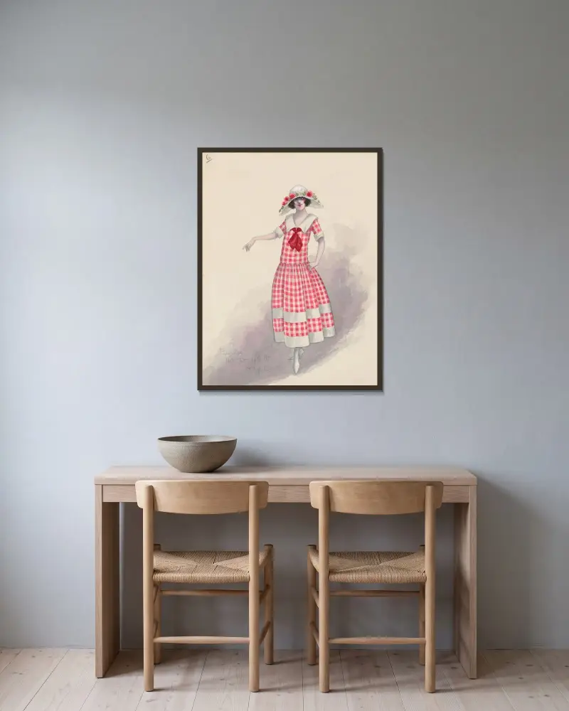 Gingham girl, Will R. Barnes w ramie na ścianie