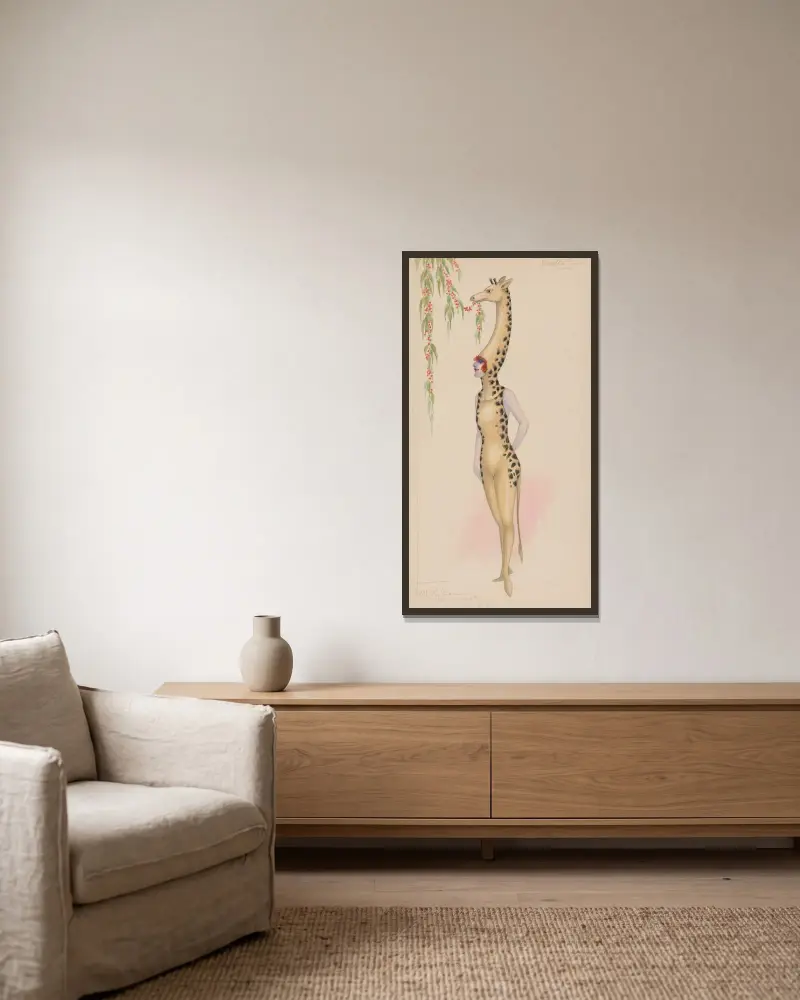 Giraffe von Will R. Barnes gerahmt an einer Wand