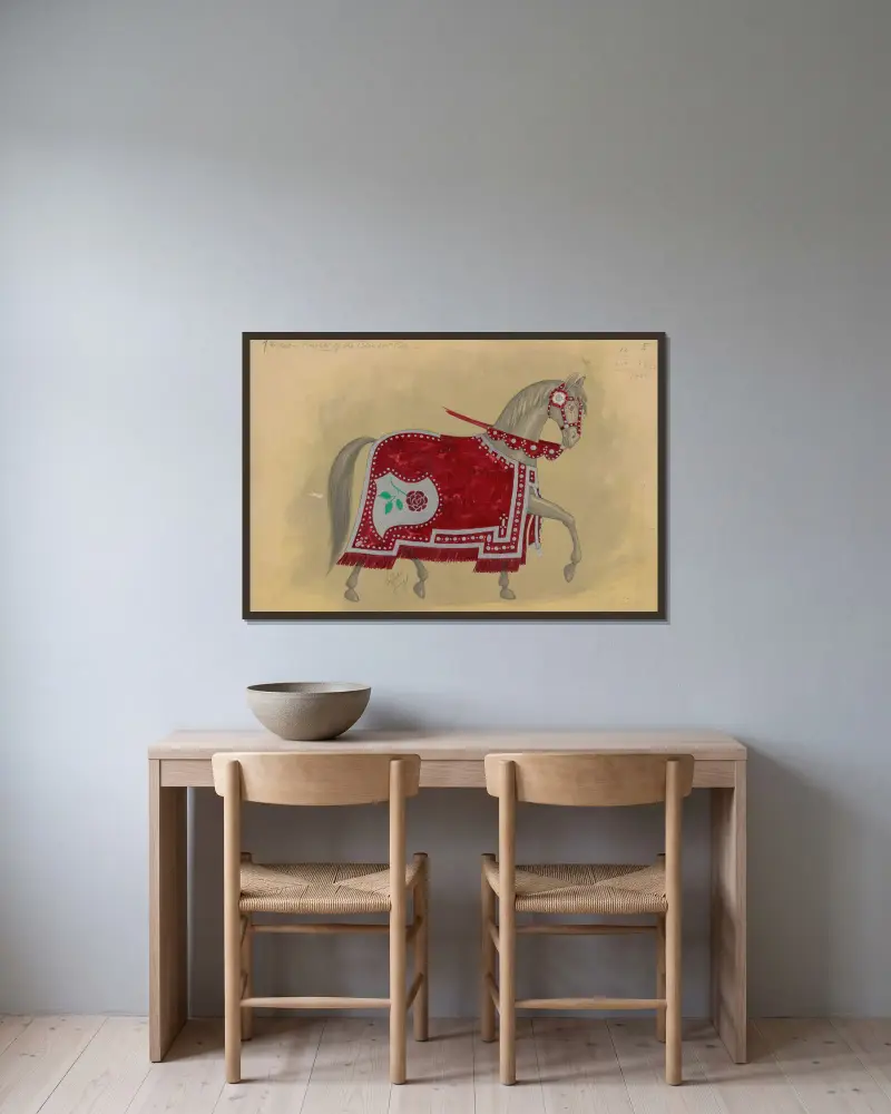 Horses-Knights of the Blended Rose av Will R. Barnes inramad på en vägg