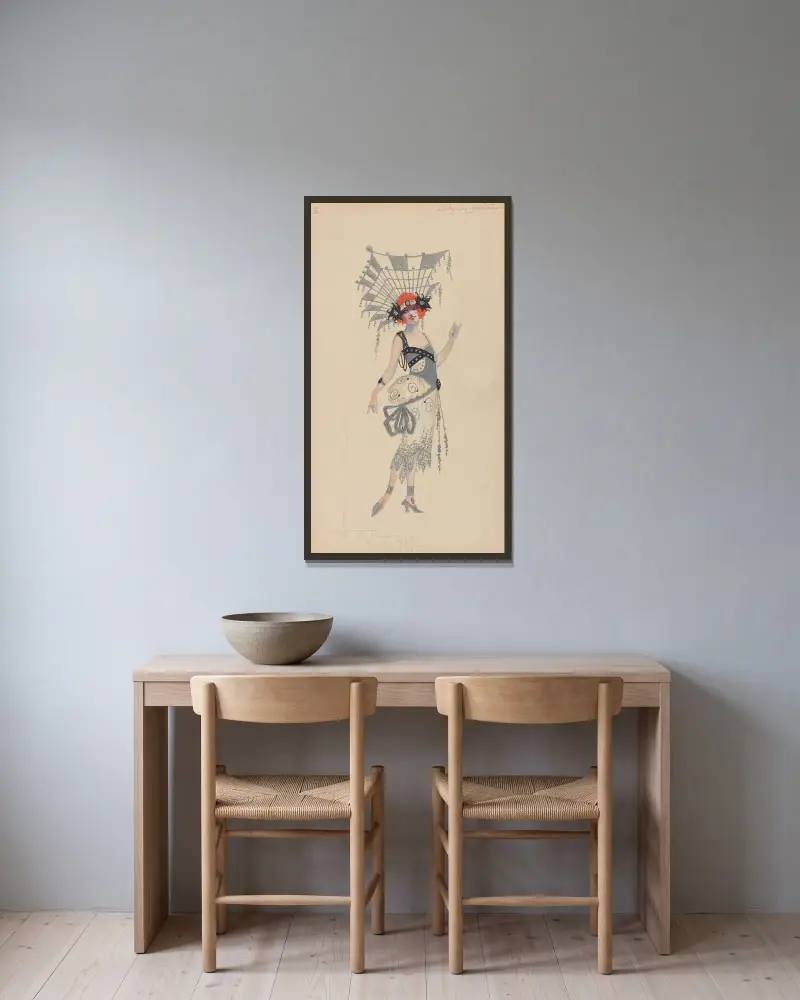 Hovdam av Will R. Barnes inramad på en vägg