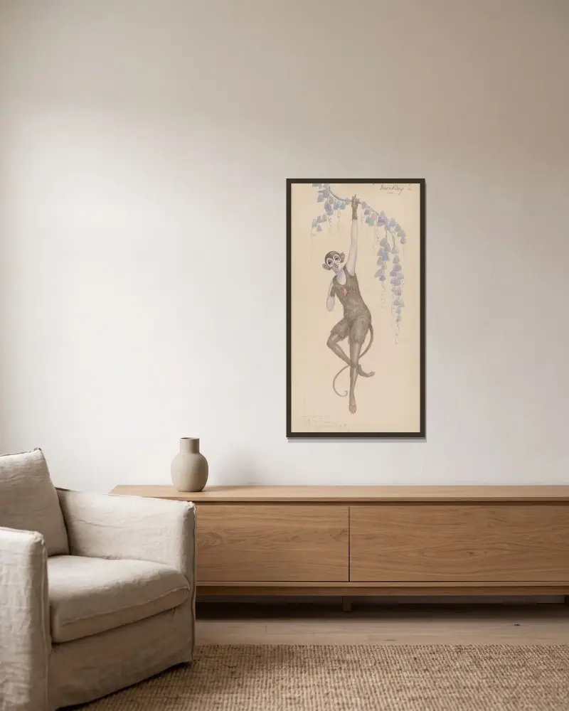 Monkey von Will R. Barnes gerahmt an einer Wand