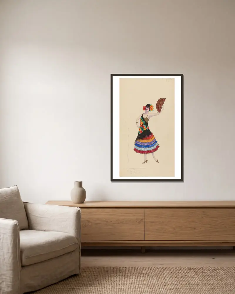 Spanische Mädchen von Will R. Barnes gerahmt an einer Wand