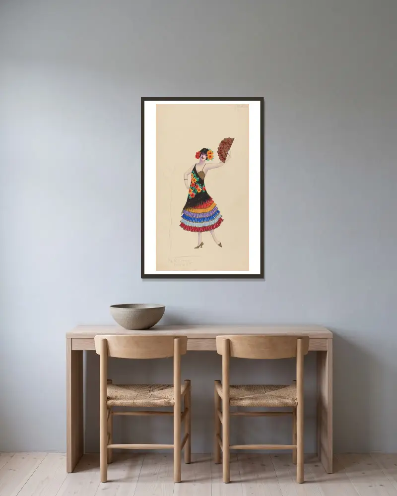 Spanische Mädchen von Will R. Barnes gerahmt an einer Wand