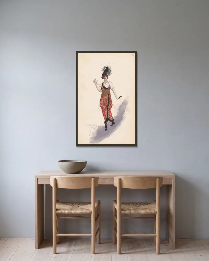 Tillie; Act I, av Will R. Barnes inramad på en vägg