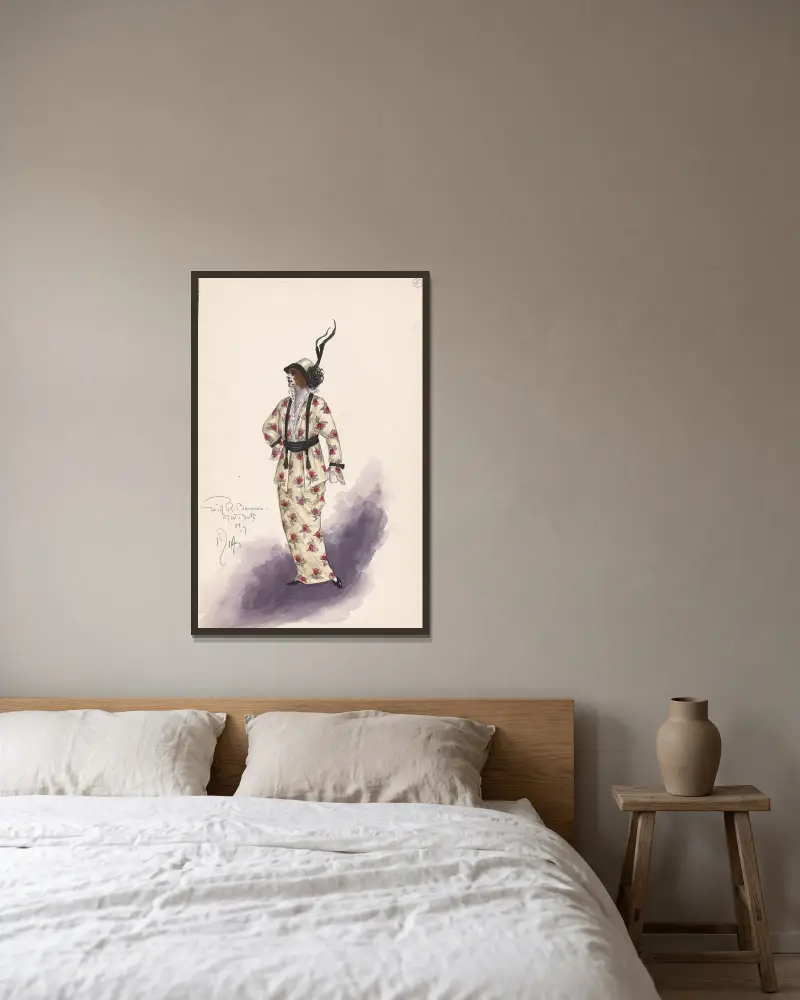 Woman’s costume von Will R. Barnes gerahmt an einer Wand