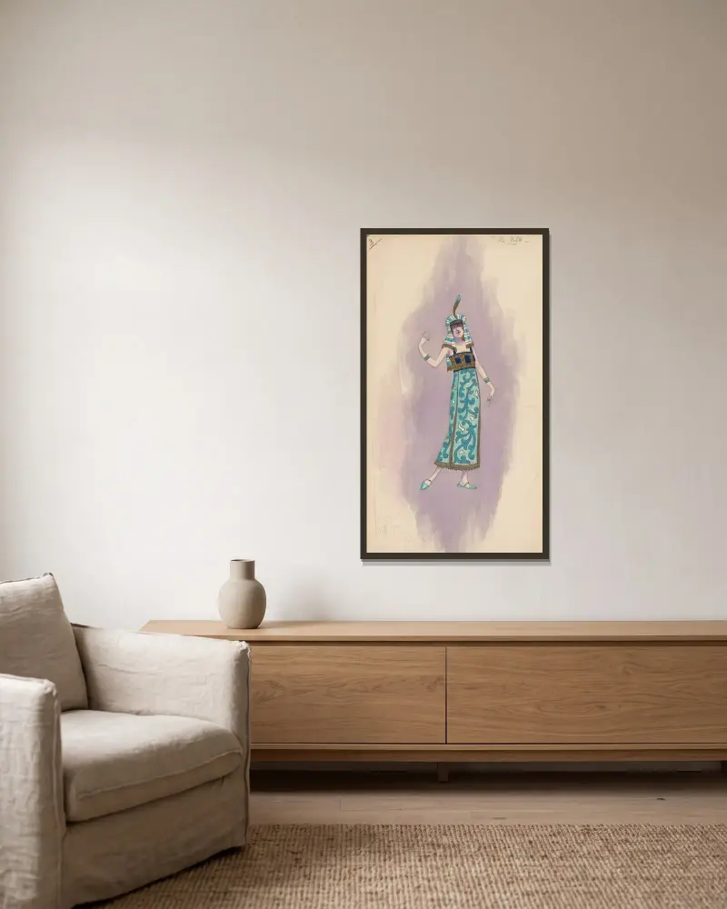 Woman’s costume (blue, dress), von Will R. Barnes gerahmt an einer Wand