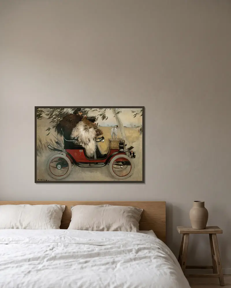 Ramon Casas And Pere Romeu In An Automobile av Ramón Casas inramad på en vägg