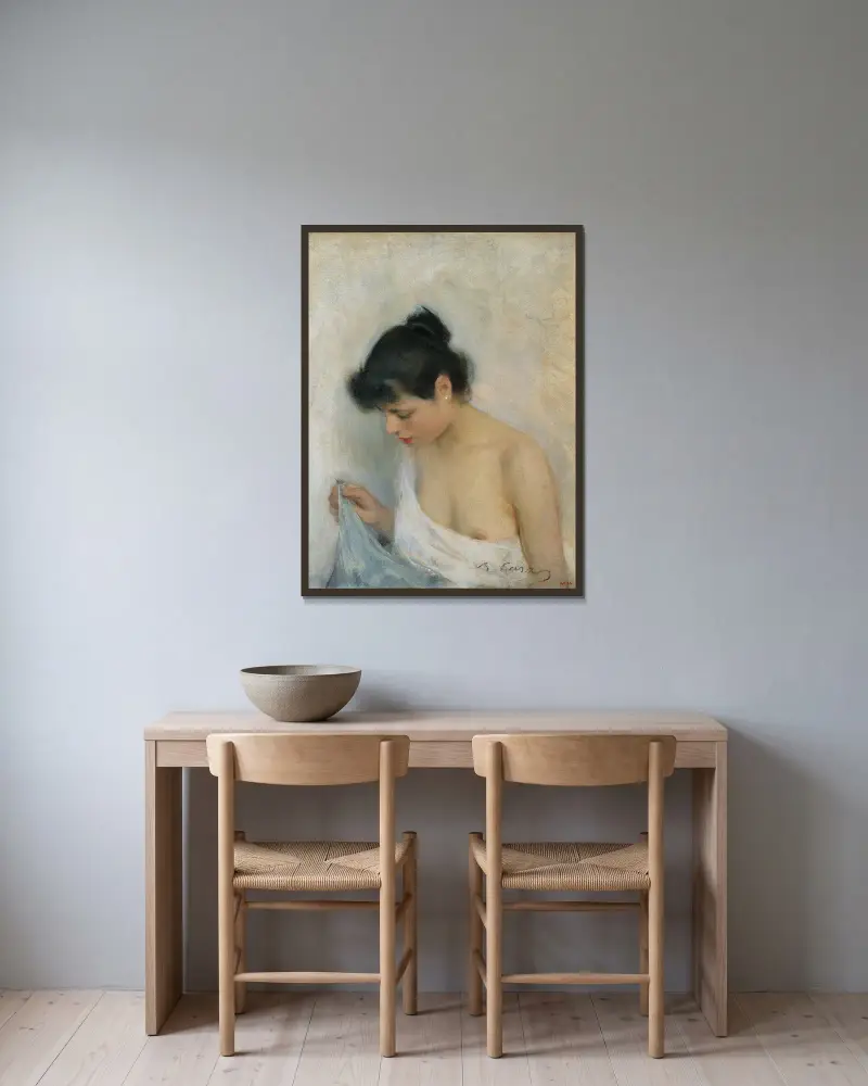 Study av Ramón Casas inramad på en vägg