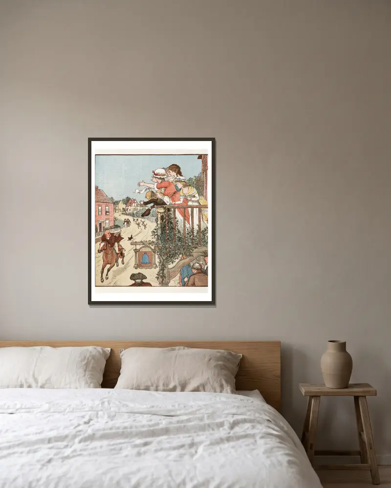 Die lustige Geschichte von John Gilpin, Tafel 5 von Randolph Caldecott gerahmt an einer Wand