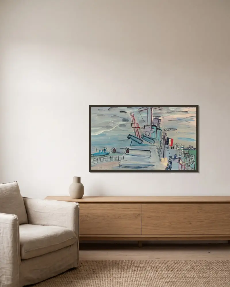 Om bord på flottan av Raoul Dufy inramad på en vägg
