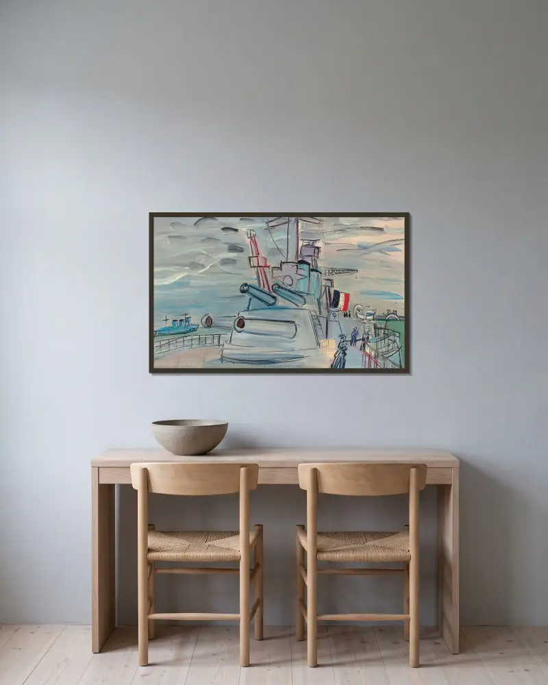 Om bord på flottan av Raoul Dufy inramad på en vägg