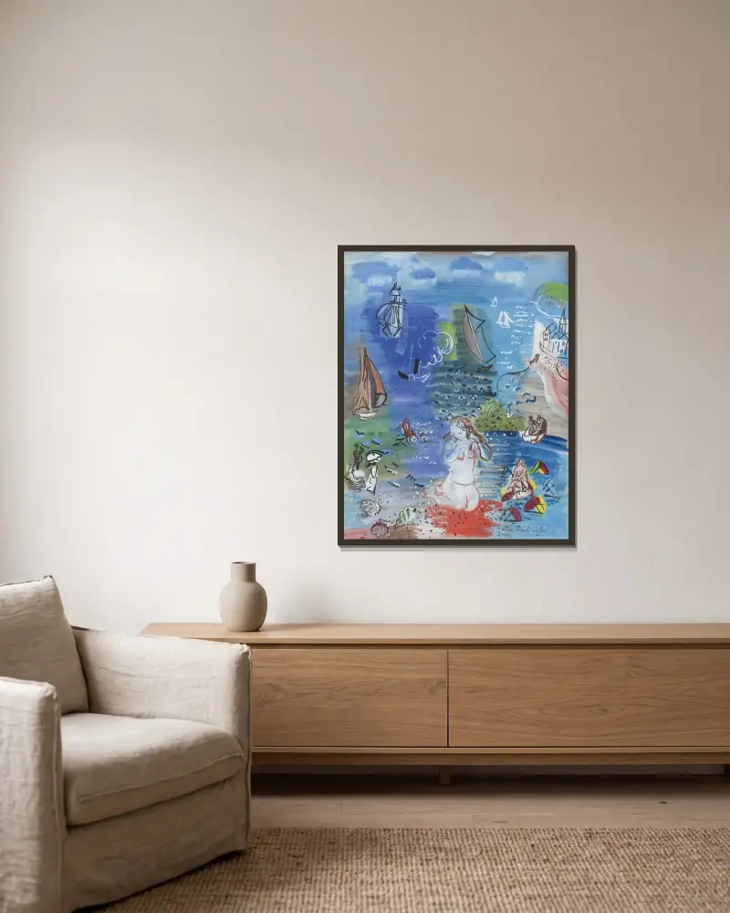 Amphitrite av Raoul Dufy inramad på en vägg