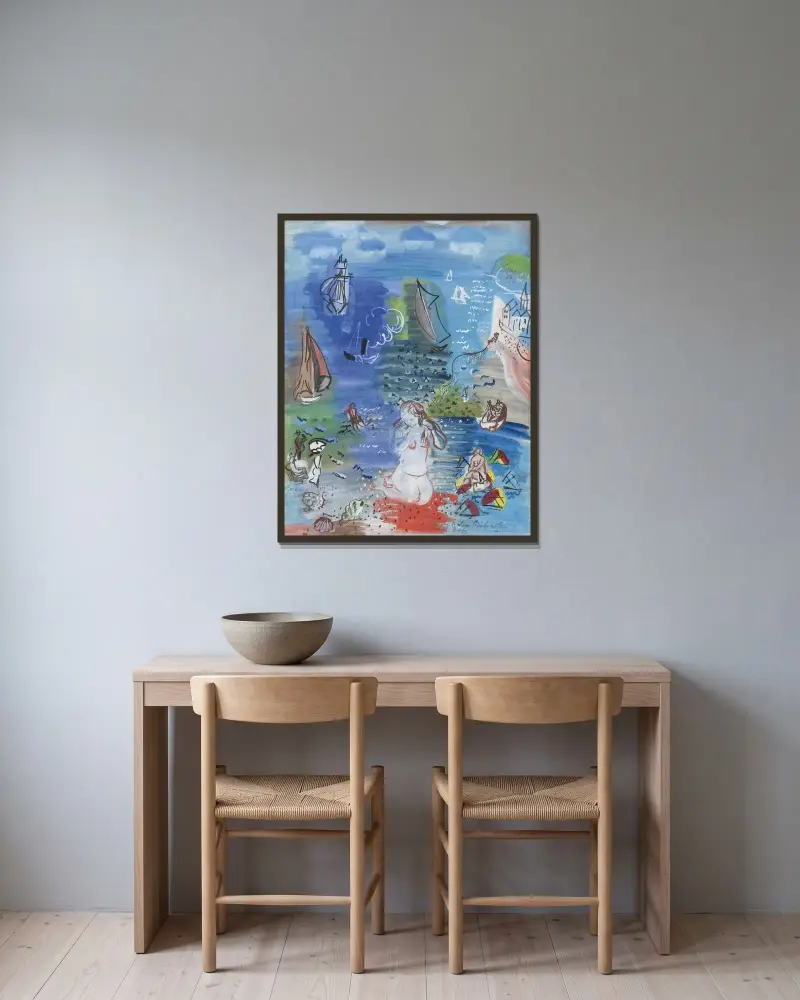 Amphitrite av Raoul Dufy inramad på en vägg
