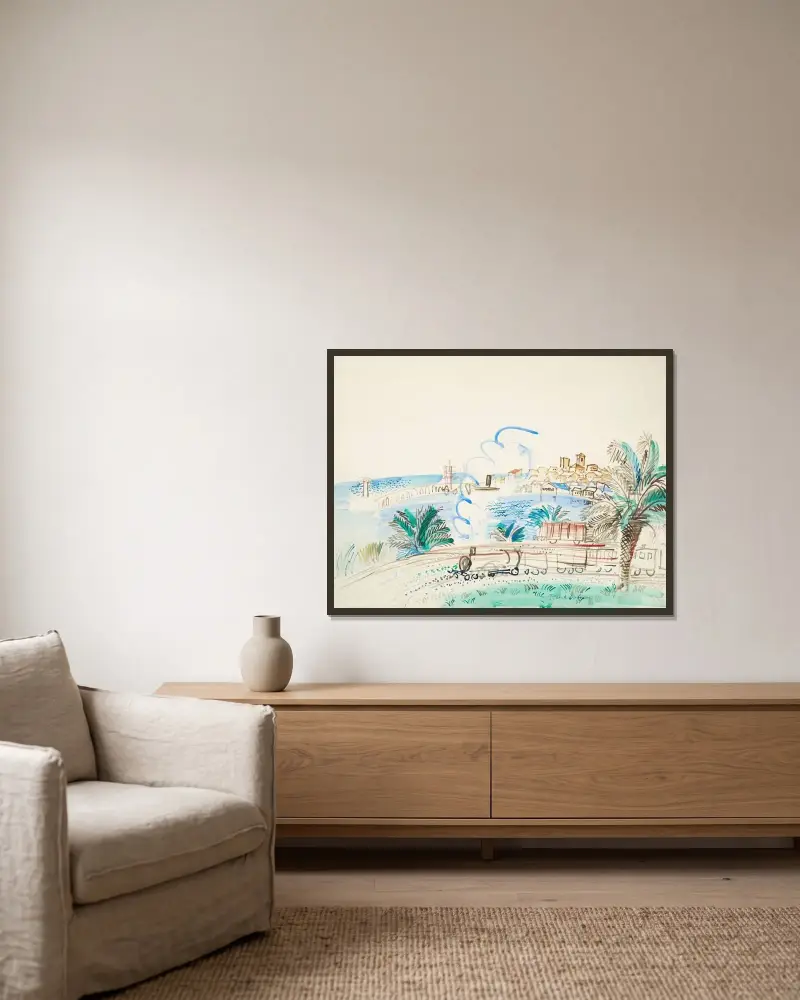 Antibes, le chemin de fer av Raoul Dufy inramad på en vägg