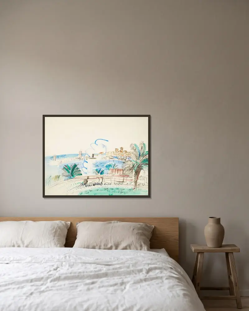 Antibes, le chemin de fer av Raoul Dufy inramad på en vägg