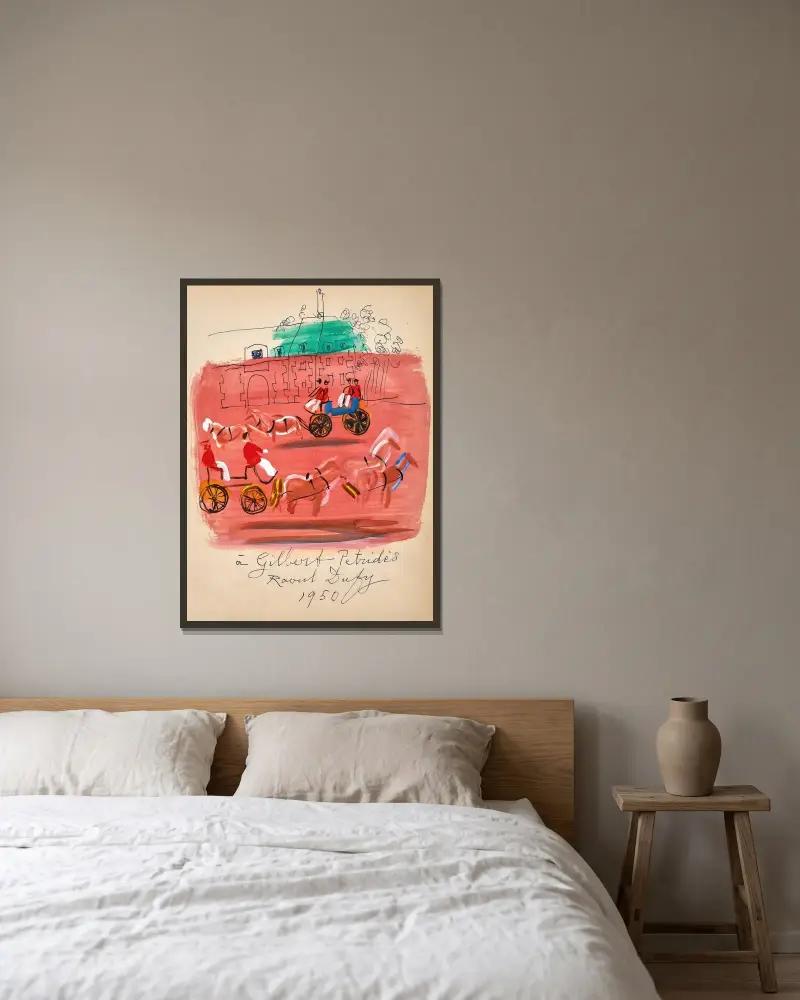 Spann framför stuteriet Pin av Raoul Dufy inramad på en vägg