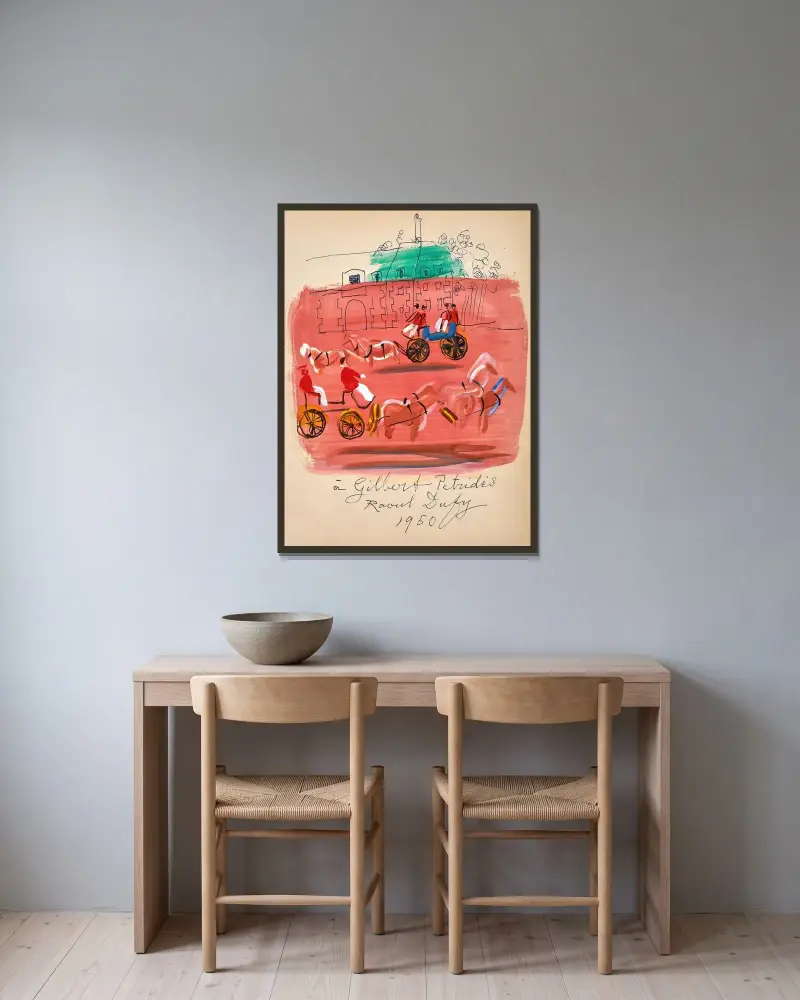 Spann framför stuteriet Pin av Raoul Dufy inramad på en vägg
