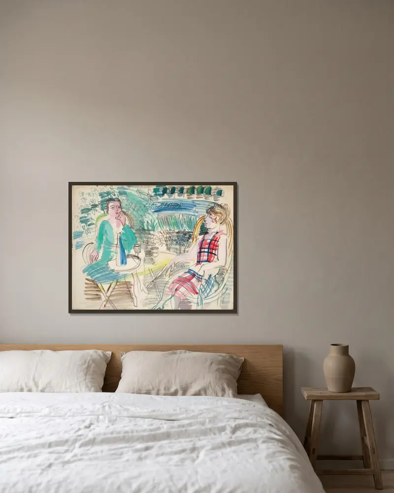 Au jardin av Raoul Dufy inramad på en vägg