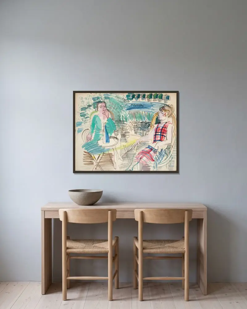 Au jardin av Raoul Dufy inramad på en vägg