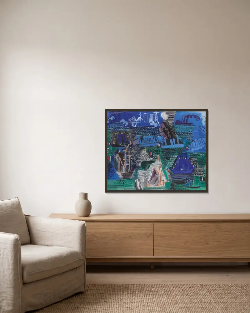 Bateaux av Raoul Dufy inramad på en vägg