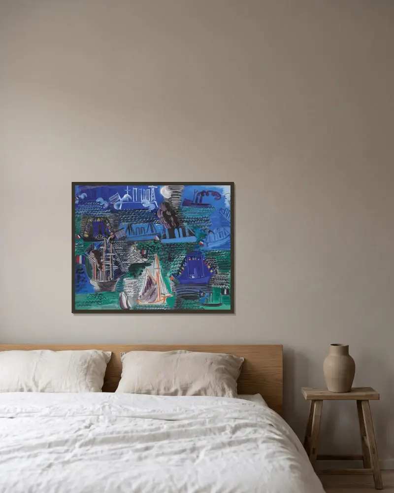 Bateaux av Raoul Dufy inramad på en vägg