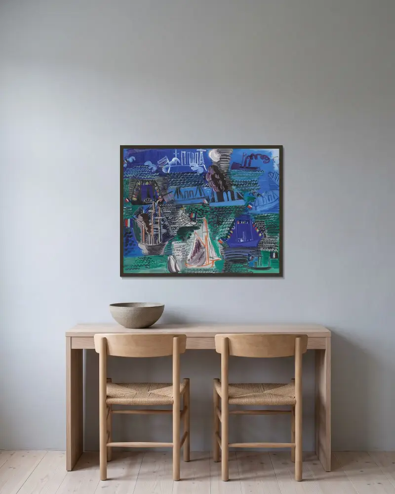 Bateaux av Raoul Dufy inramad på en vägg