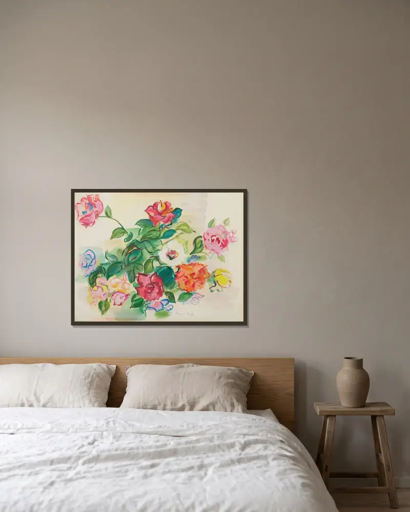 Bouquet de roses av Raoul Dufy inramad på en vägg