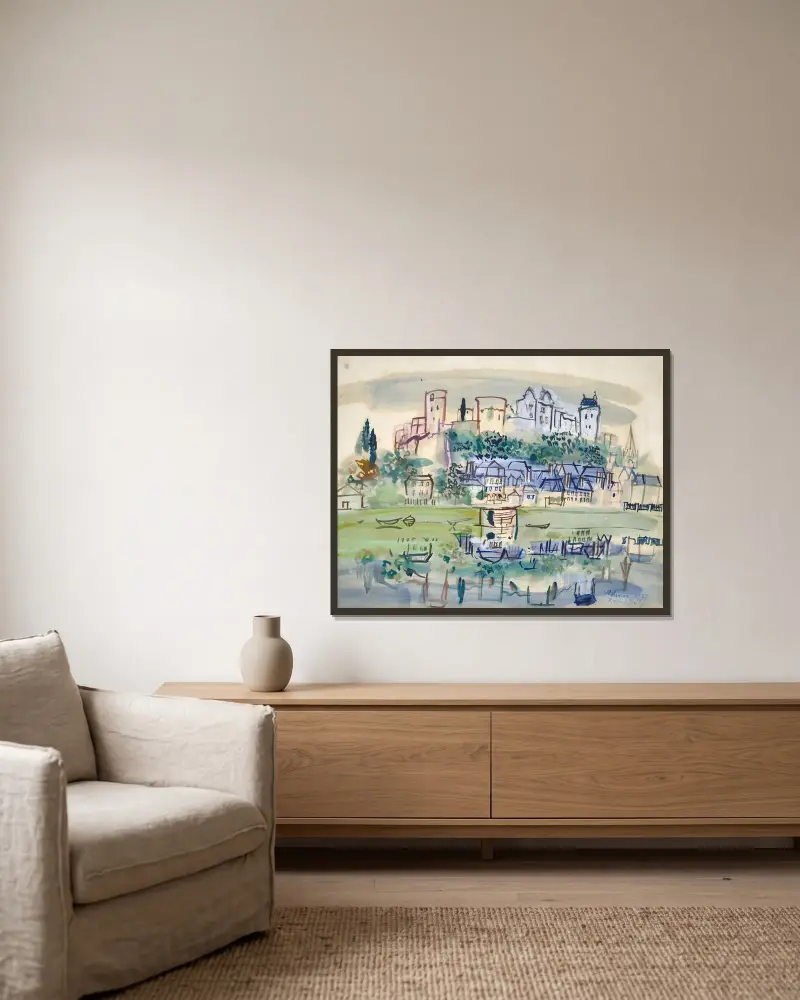 Chinon av Raoul Dufy inramad på en vägg