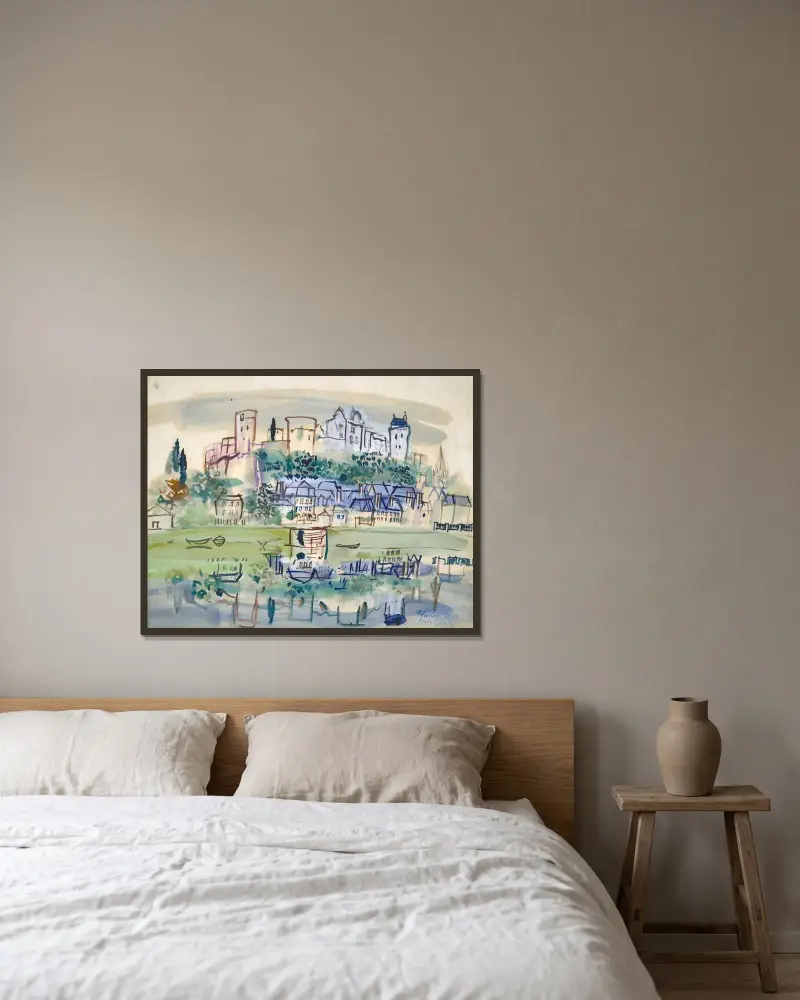 Chinon av Raoul Dufy inramad på en vägg