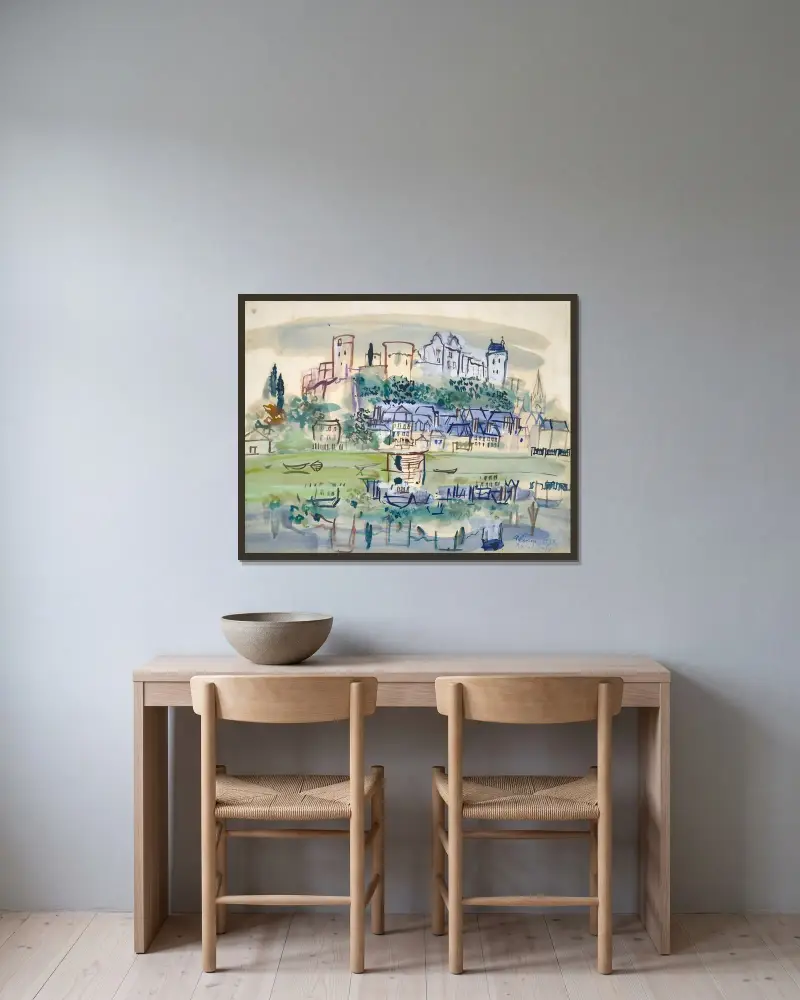 Chinon av Raoul Dufy inramad på en vägg