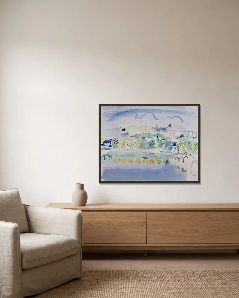 Chinon (Quinone) av Raoul Dufy inramad på en vägg