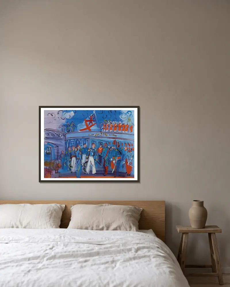 D’après Constantin Guys av Raoul Dufy inramad på en vägg