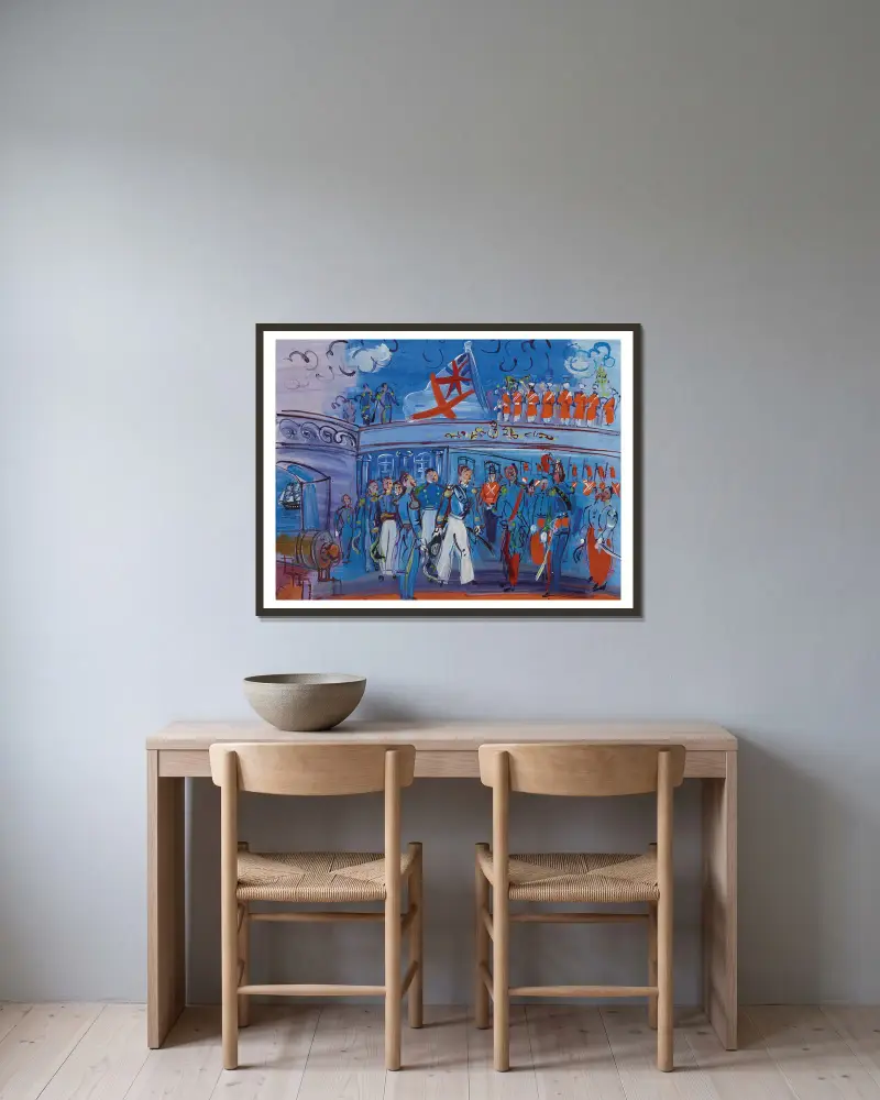 D’après Constantin Guys av Raoul Dufy inramad på en vägg