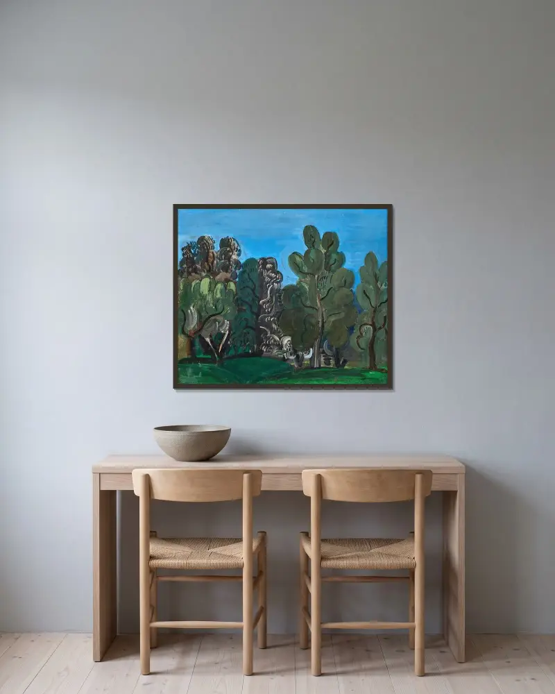 Eze av Raoul Dufy inramad på en vägg