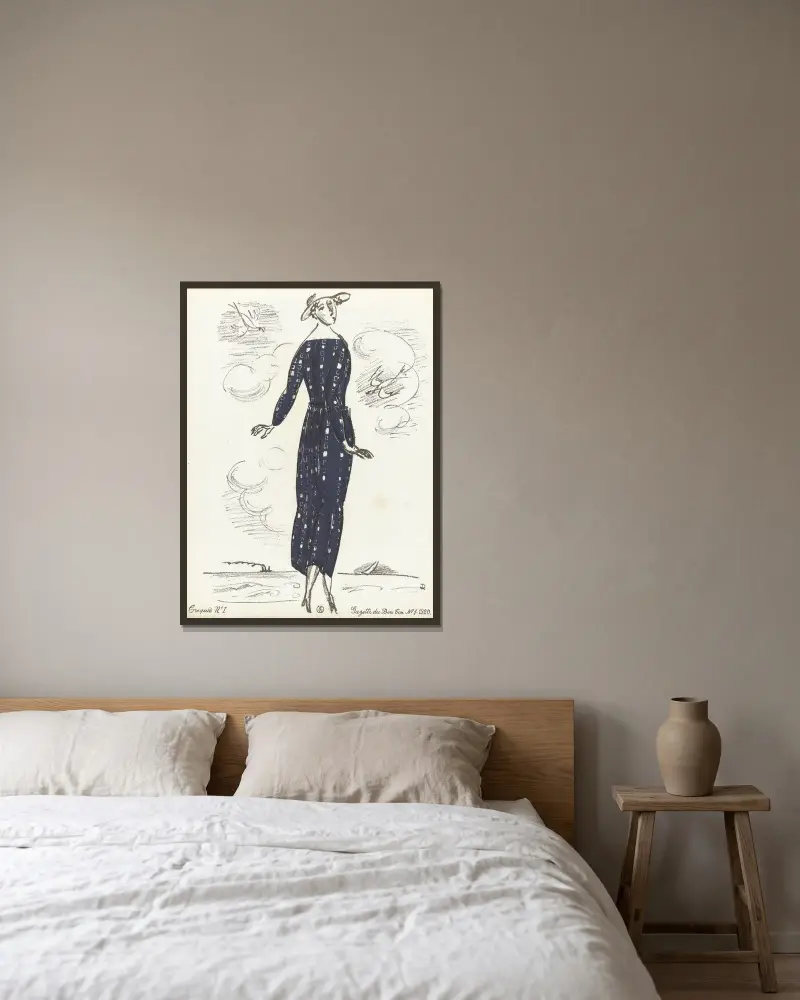 Gazette du Bon Ton – Croquis No. I av Raoul Dufy inramad på en vägg