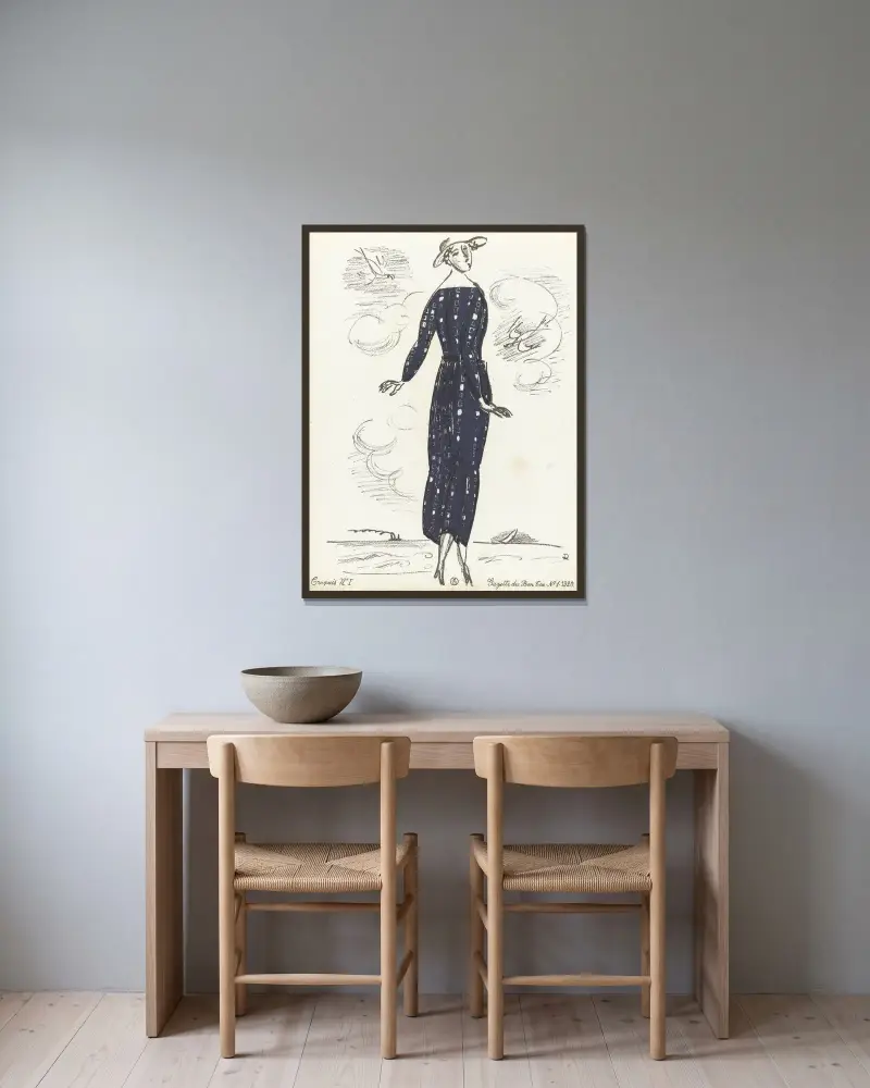 Gazette du Bon Ton – Croquis No. I av Raoul Dufy inramad på en vägg