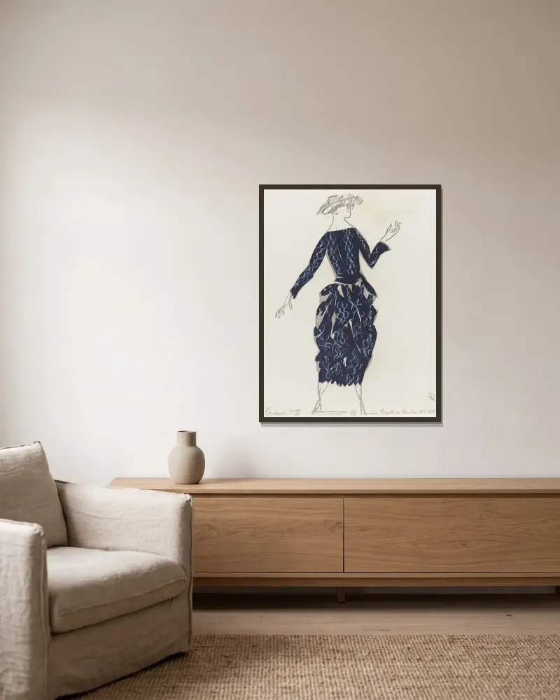 Gazette du Bon Ton – Croquis No. III von Raoul Dufy gerahmt an einer Wand