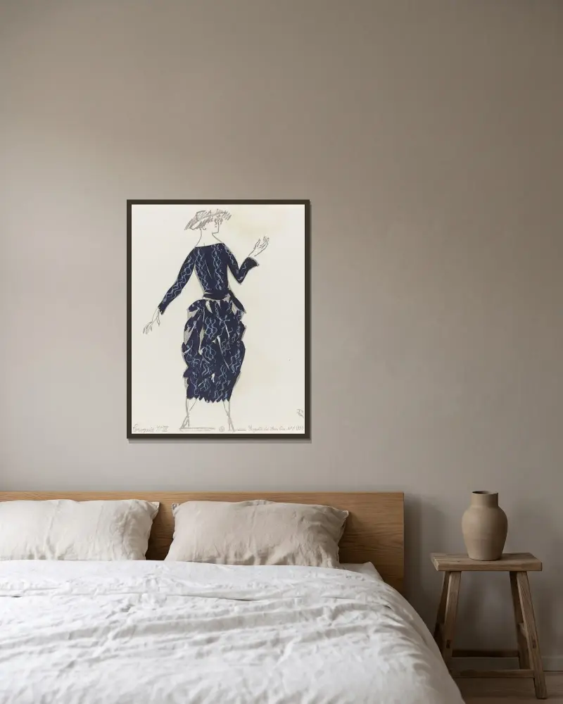 Gazette du Bon Ton – Croquis No. III von Raoul Dufy gerahmt an einer Wand