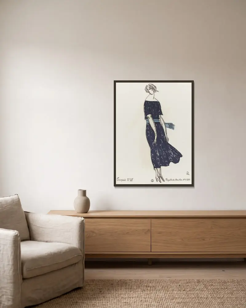 Gazette du Bon Ton – Croquis Nr. IIII von Raoul Dufy gerahmt an einer Wand