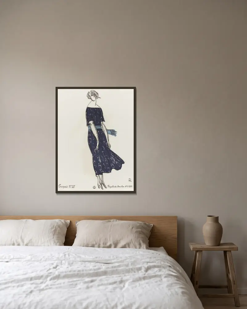 Gazette du Bon Ton – Croquis Nr. IIII von Raoul Dufy gerahmt an einer Wand