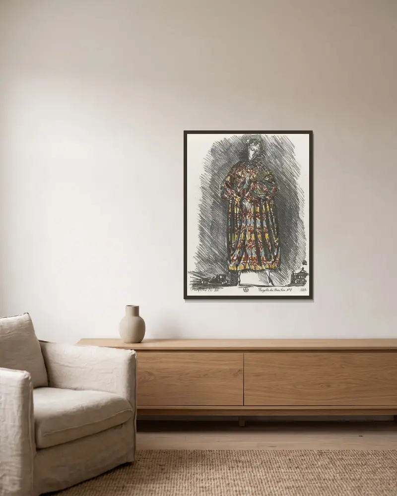 Gazette du Bon Ton – Croquis No VIII av Raoul Dufy inramad på en vägg