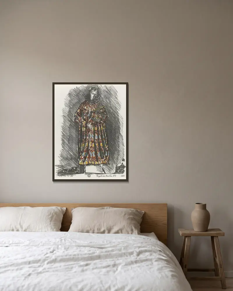 Gazette du Bon Ton – Croquis No VIII av Raoul Dufy inramad på en vägg